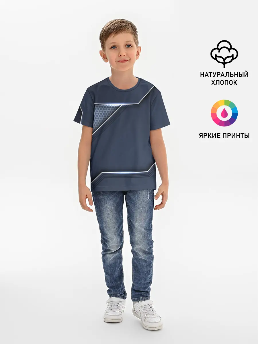 Детская базовая футболка / Металлическая 3D основа