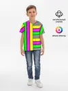 Детская базовая футболка / полосатый неоновый модный узор