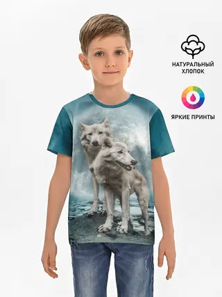 Детская базовая футболка / Волки альбиносы
