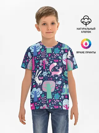 Детская базовая футболка / Лесные животные