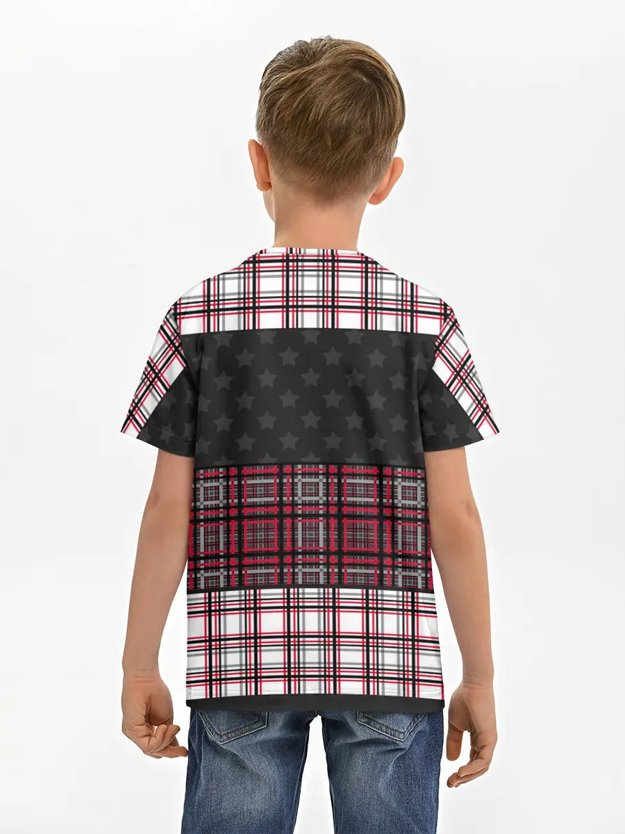 Детская базовая футболка / Комбинированный красно-серый