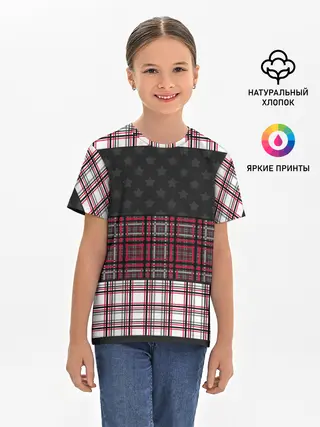Детская базовая футболка / Комбинированный красно-серый