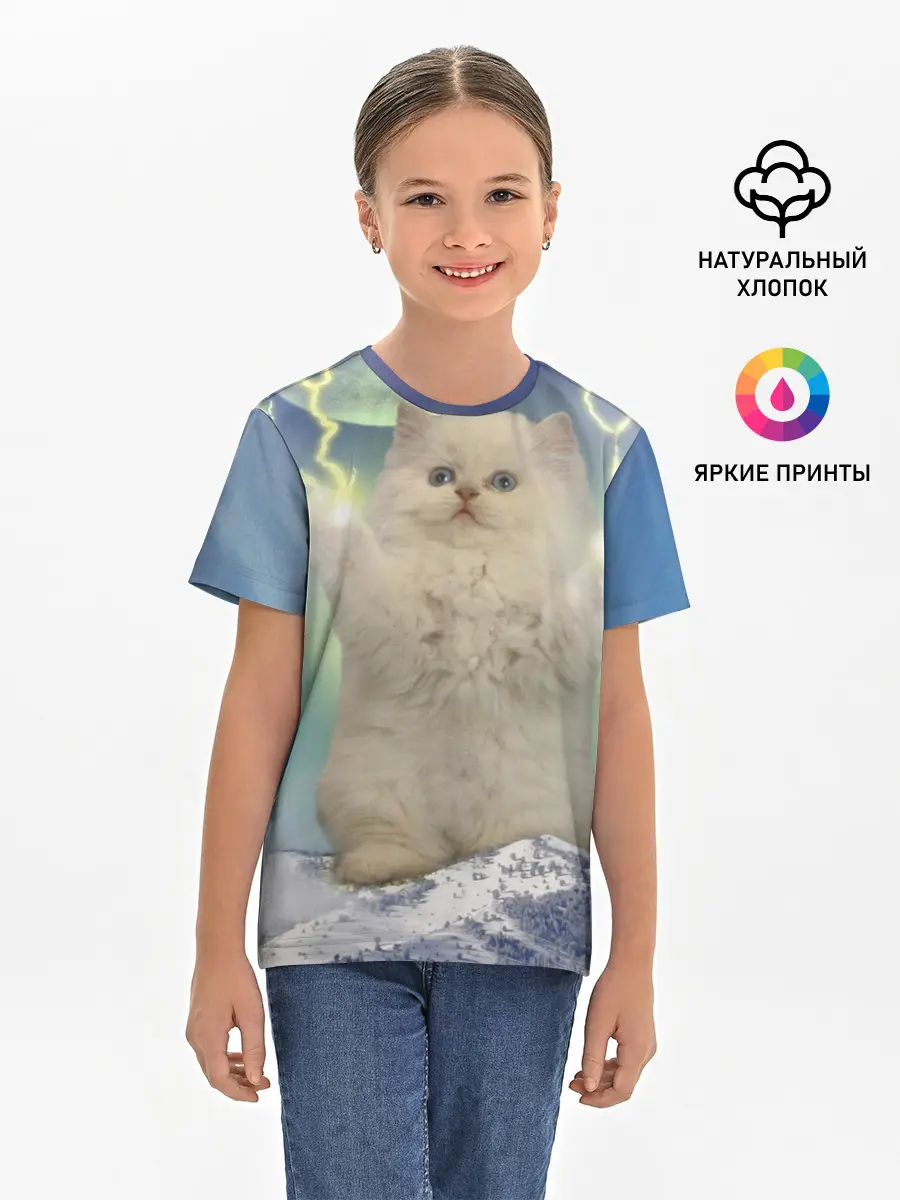 Детская базовая футболка / Грозовой Котик