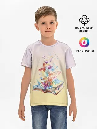 Детская базовая футболка / бабочки из книги