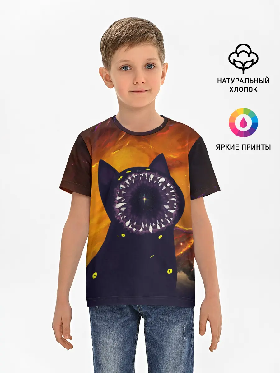 Детская базовая футболка / Космический кот | Space Cat