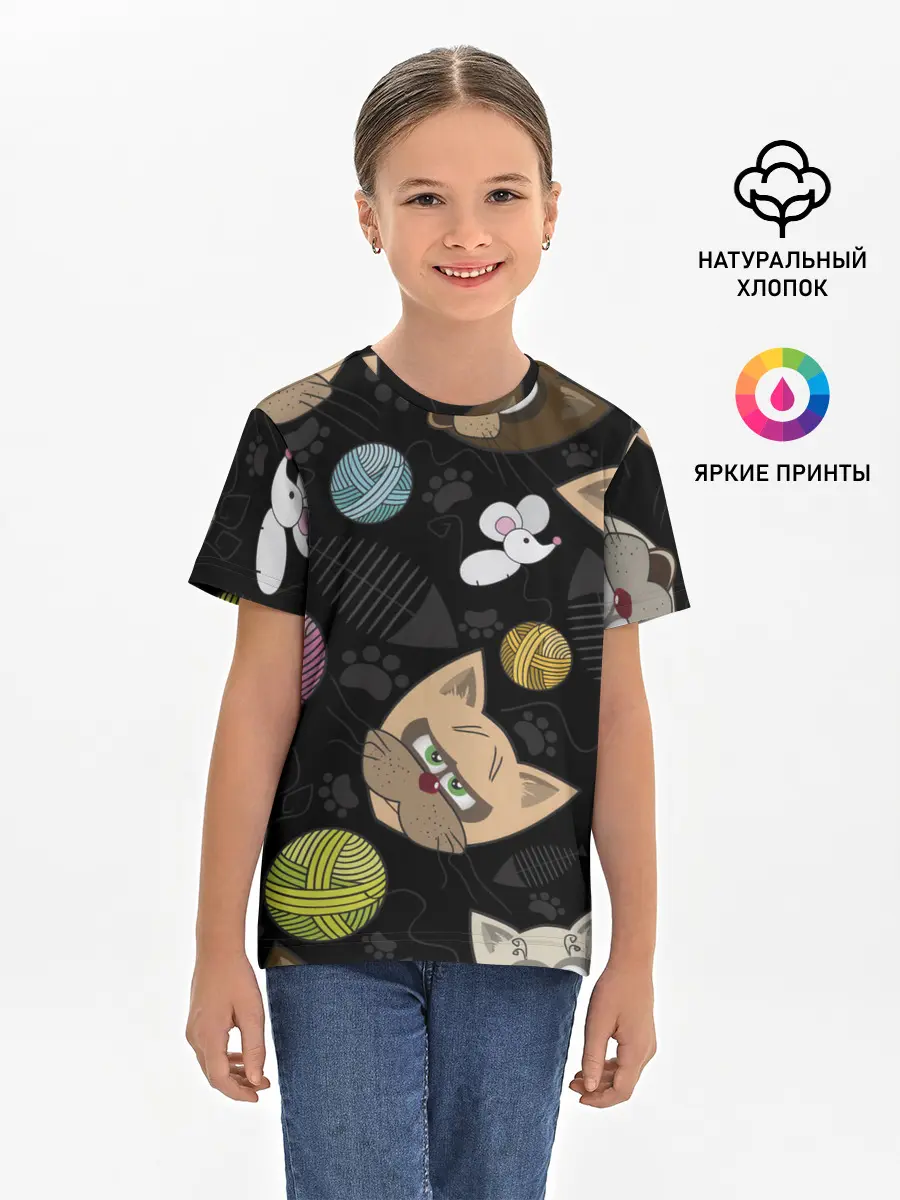 Детская базовая футболка / Злой кот.