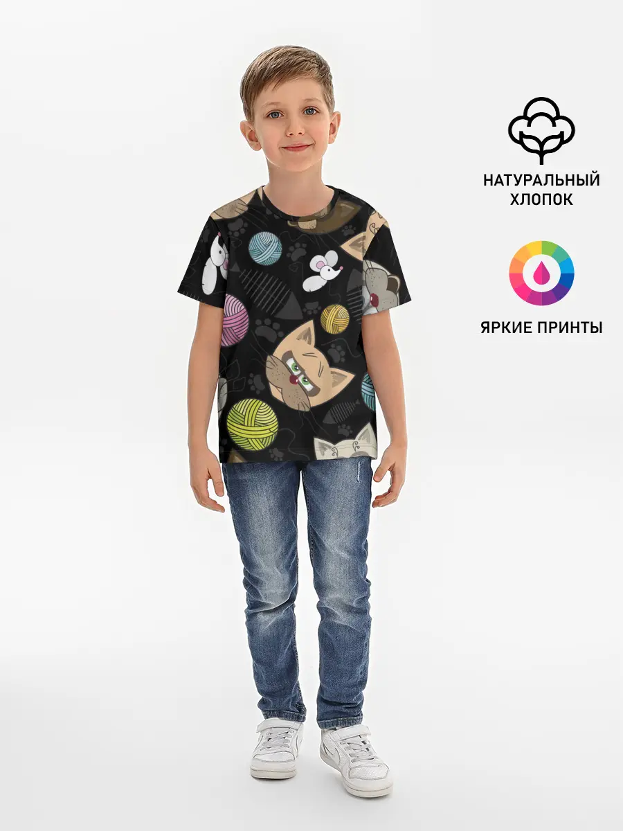 Детская базовая футболка / Злой кот.