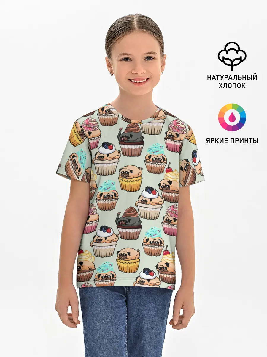 Детская базовая футболка / Мопсы - Кексики
