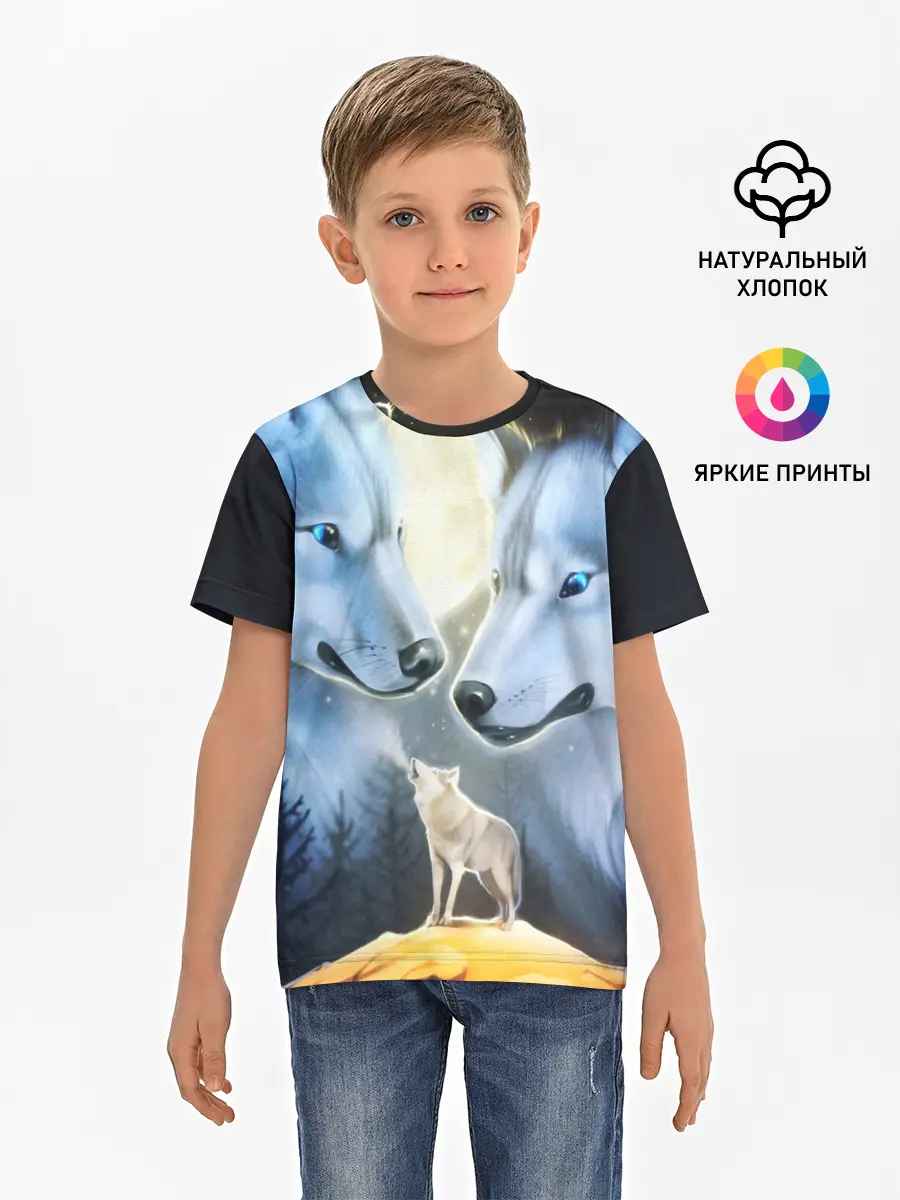 Детская базовая футболка / ВОЛК В НОЧИ