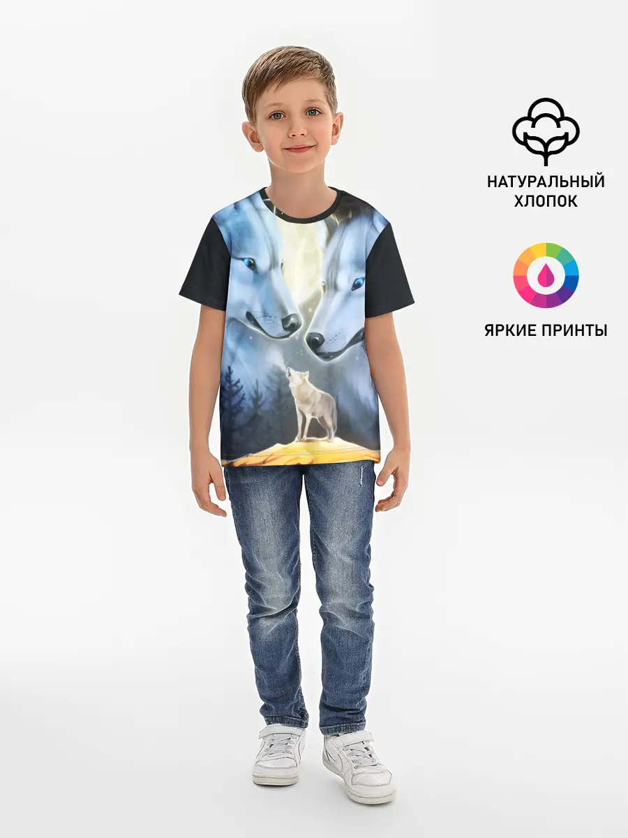 Детская базовая футболка / ВОЛК В НОЧИ
