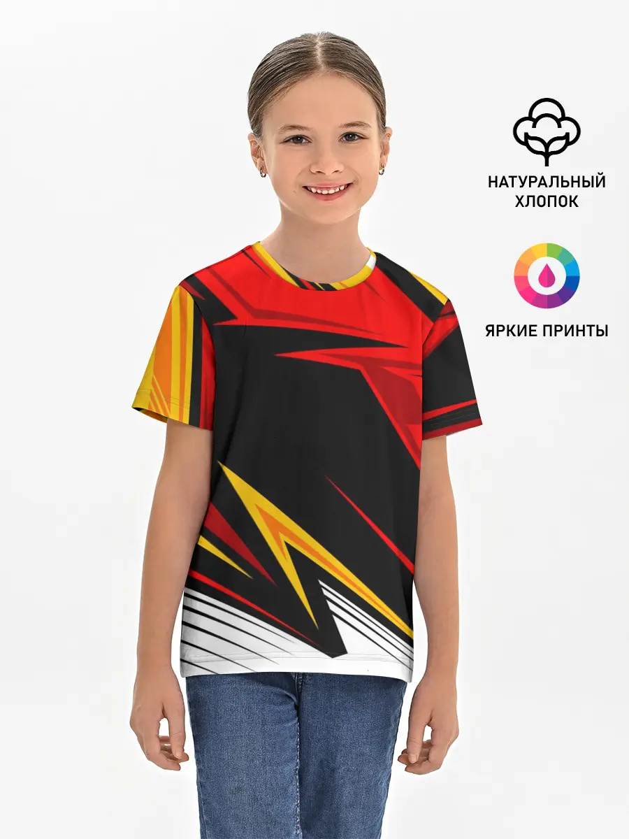 Детская базовая футболка / КРАСНО-ЖЕЛТЫЙ СПОРТ | SPORT