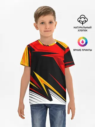 Детская базовая футболка / КРАСНО-ЖЕЛТЫЙ СПОРТ | SPORT