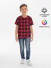 Детская базовая футболка / Красный паттерн крупная клетка