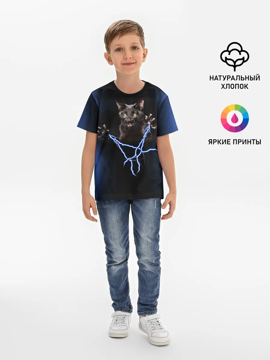 Детская базовая футболка / Грозовой кошак