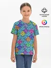 Детская базовая футболка / Неоновый яркий абстрактный узо