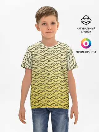 Детская базовая футболка / рисованный узор усы червячки
