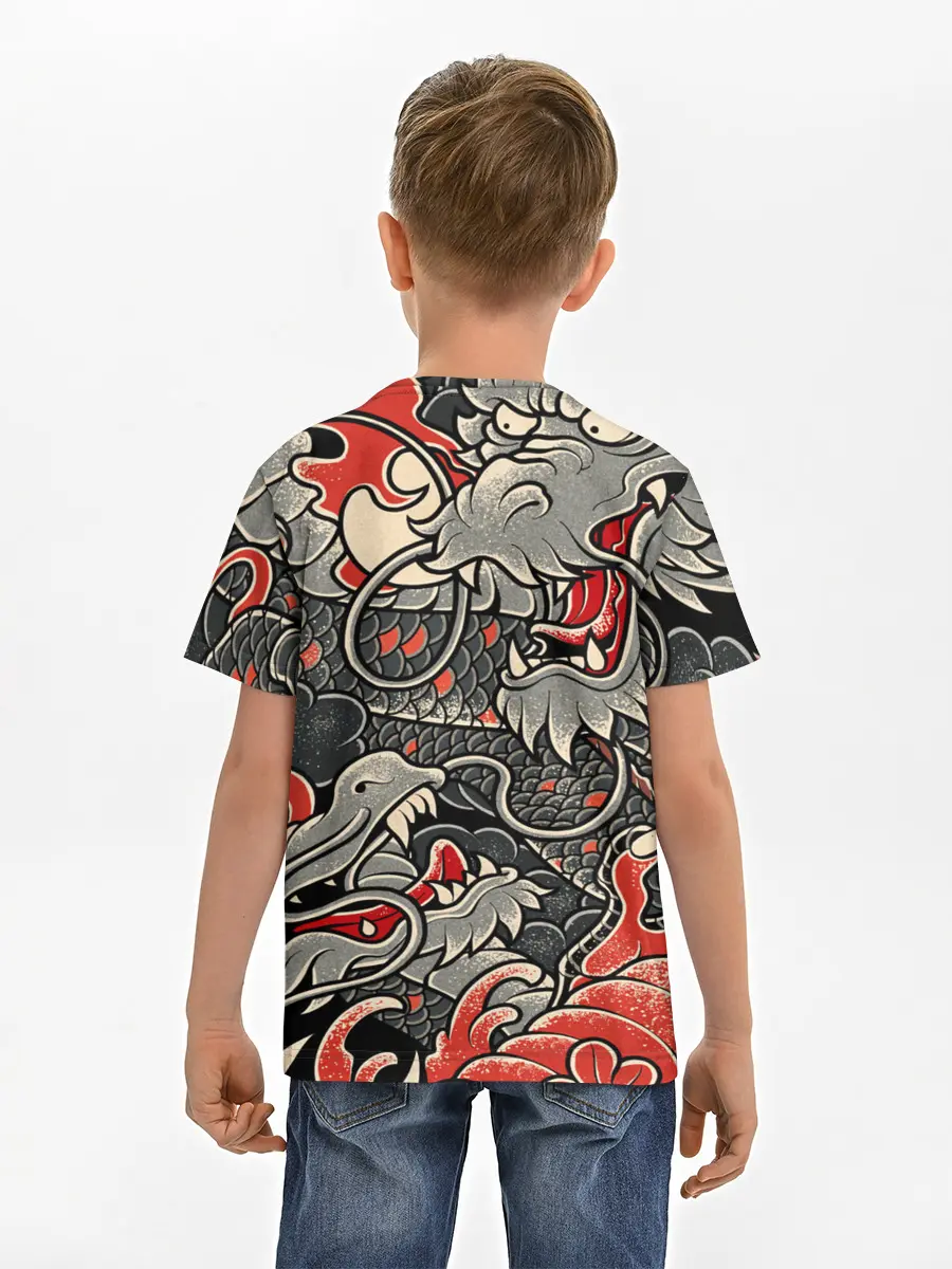 Детская базовая футболка / Dsquared tatoo DRAGON