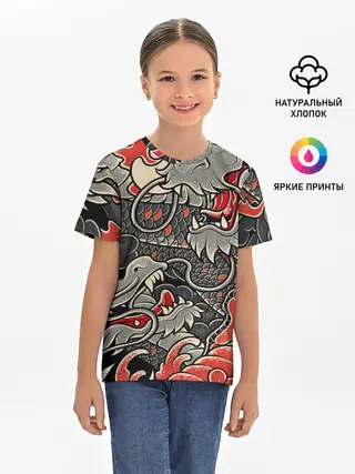 Детская базовая футболка / Dsquared tatoo DRAGON
