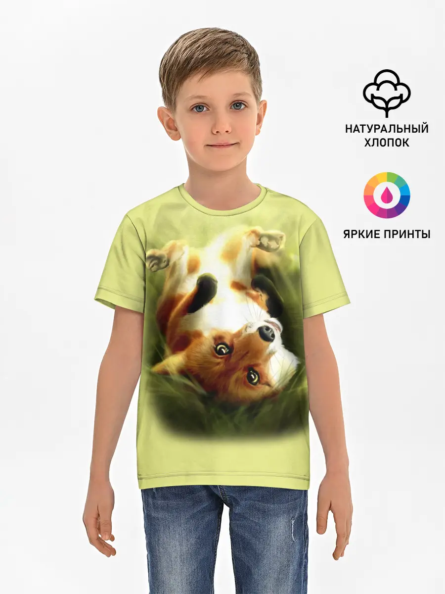 Детская базовая футболка / Лиса на траве