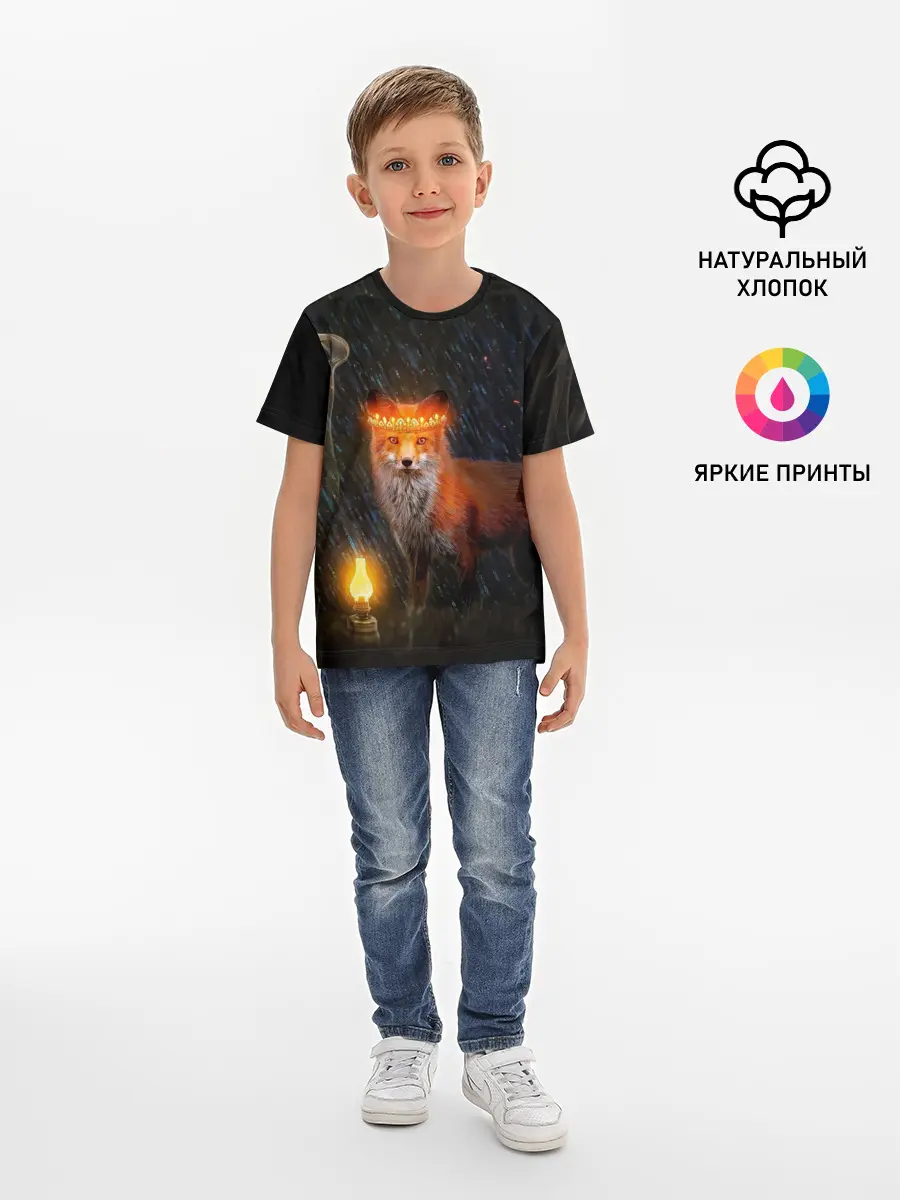 Детская базовая футболка / Лиса с огненной короной