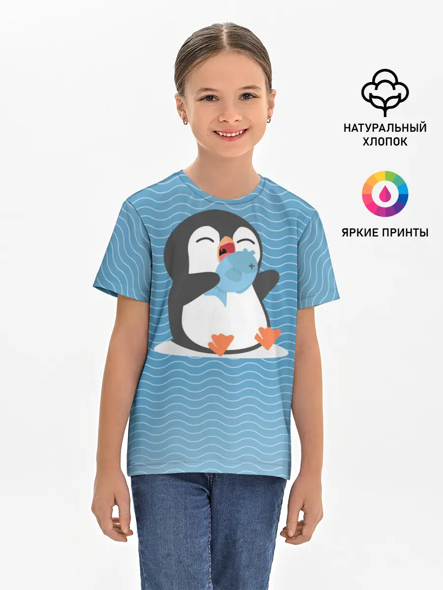 Детская базовая футболка / Пингвин