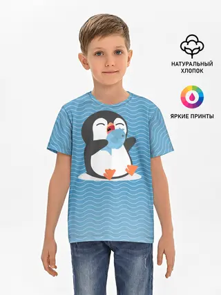 Детская базовая футболка / Пингвин