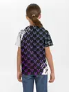 Детская базовая футболка / Монокума на фиолетовом паттерне