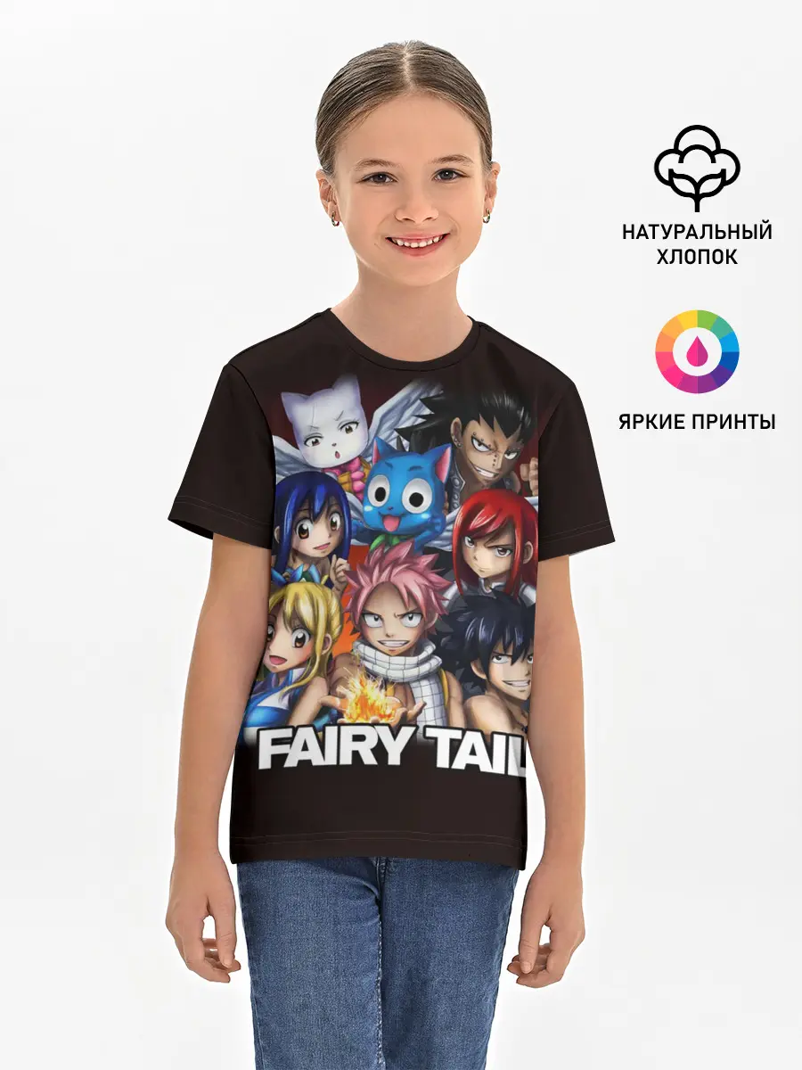 Детская базовая футболка / Fairy Tail logo and heroes