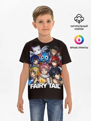 Детская базовая футболка / Fairy Tail logo and heroes