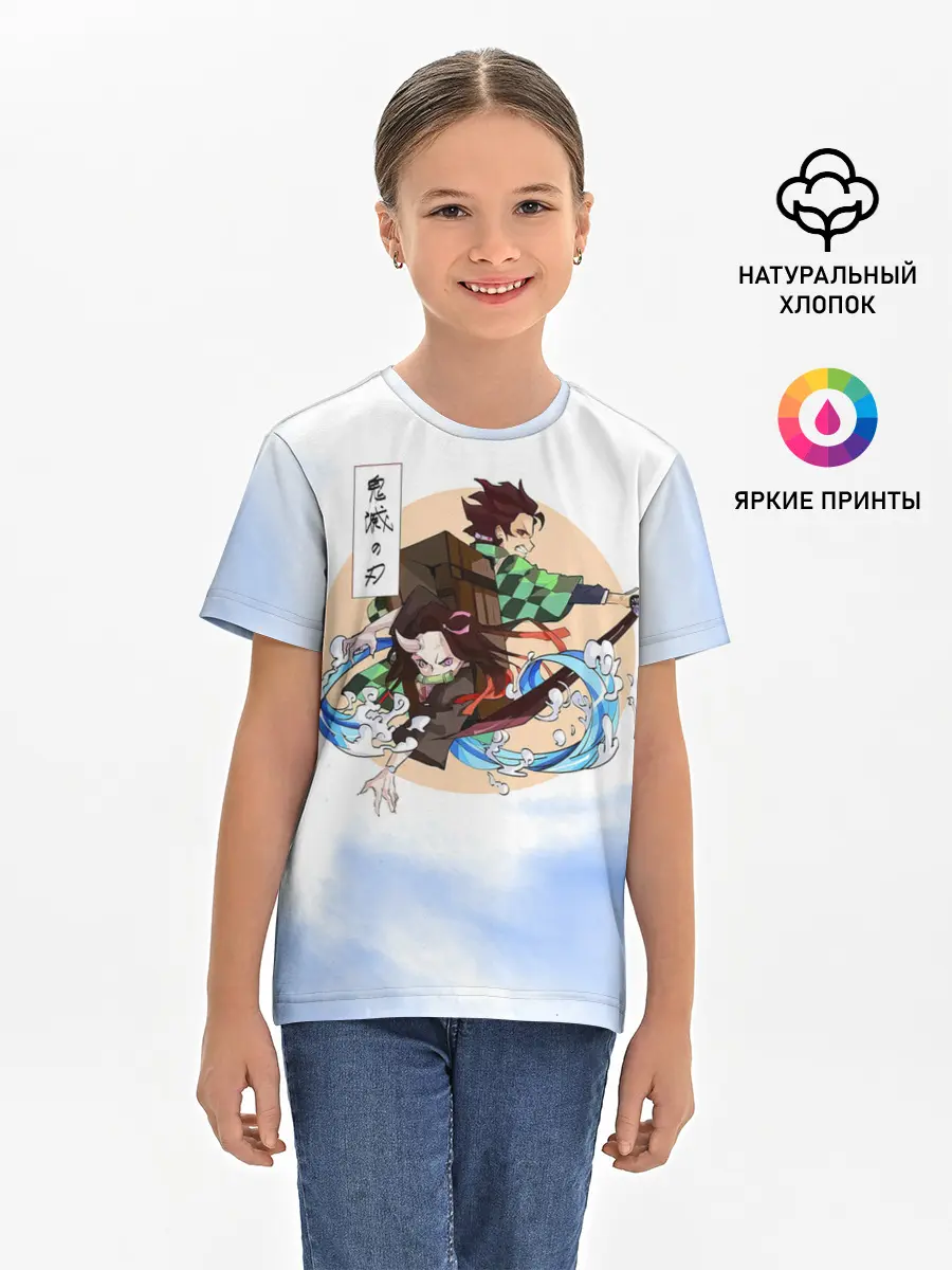Детская базовая футболка / Танджиро и Незуко Камадо