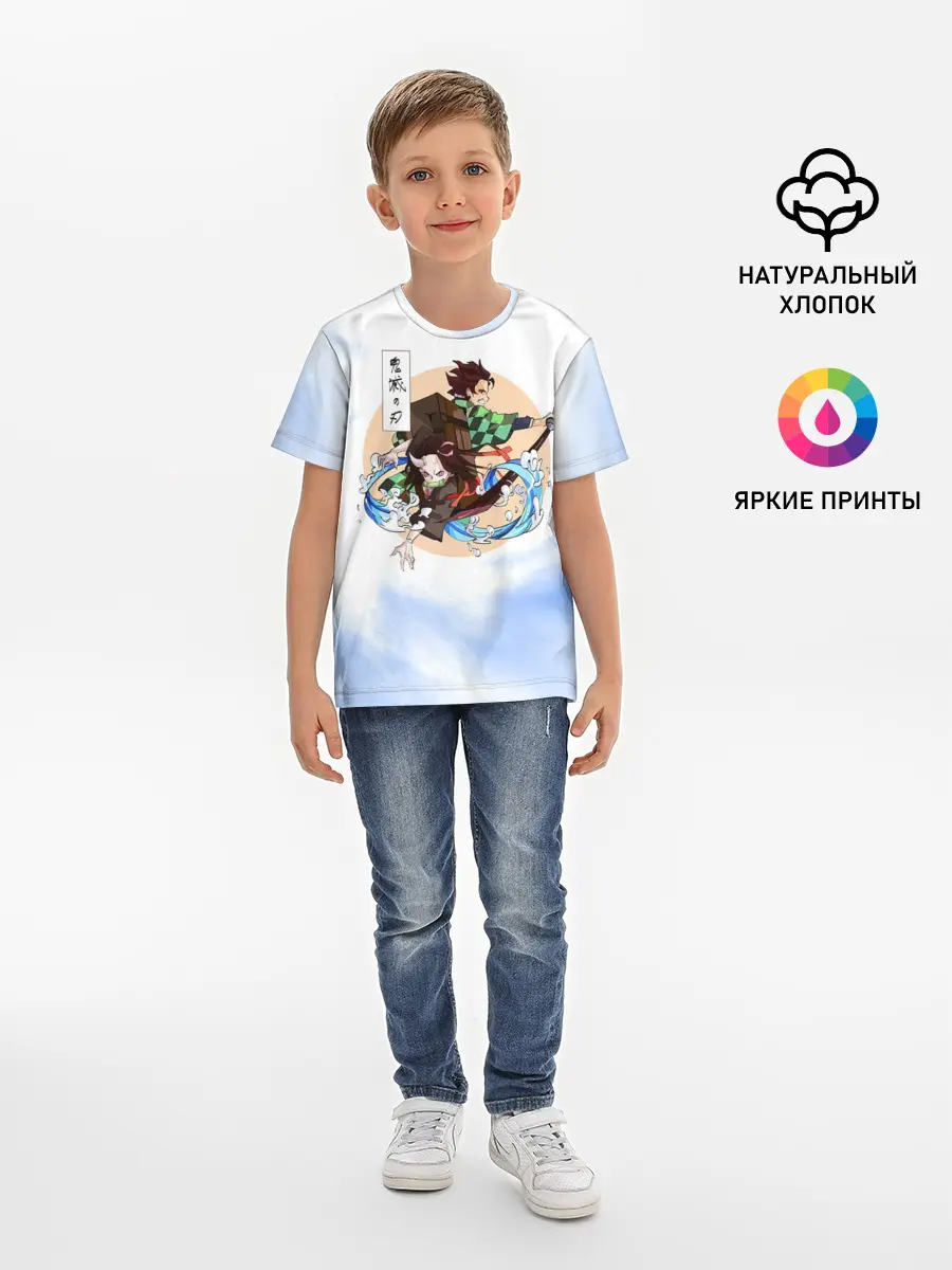 Детская базовая футболка / Танджиро и Незуко Камадо