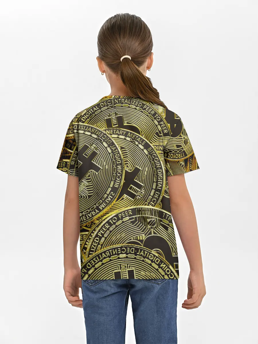 Детская базовая футболка / БИТКОИНЫ МОНЕТЫ