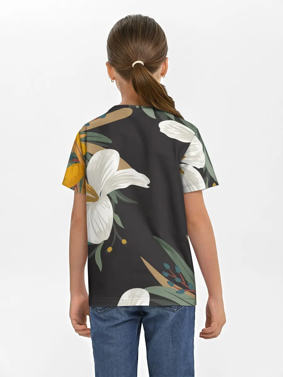 Детская базовая футболка / Цветочный арт