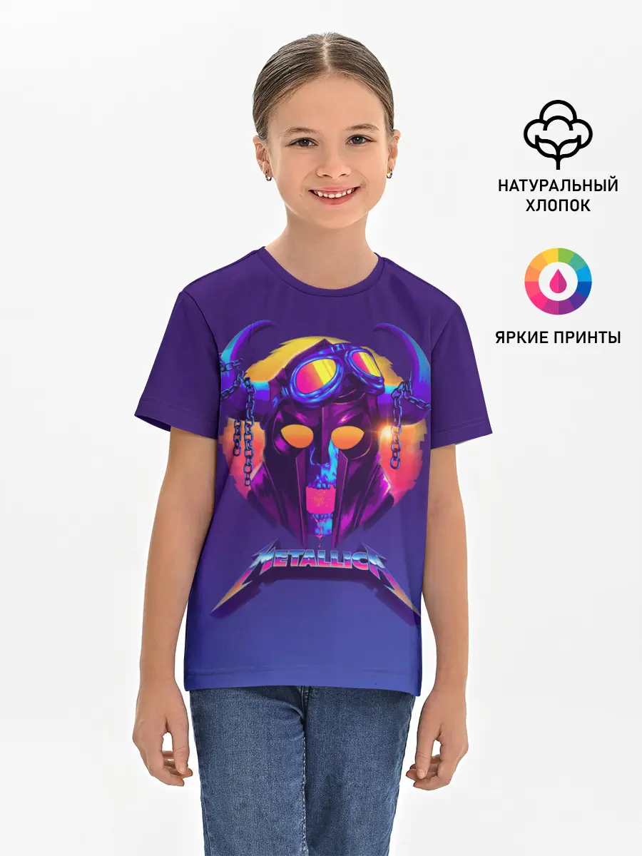 Детская базовая футболка / Metallica Neon