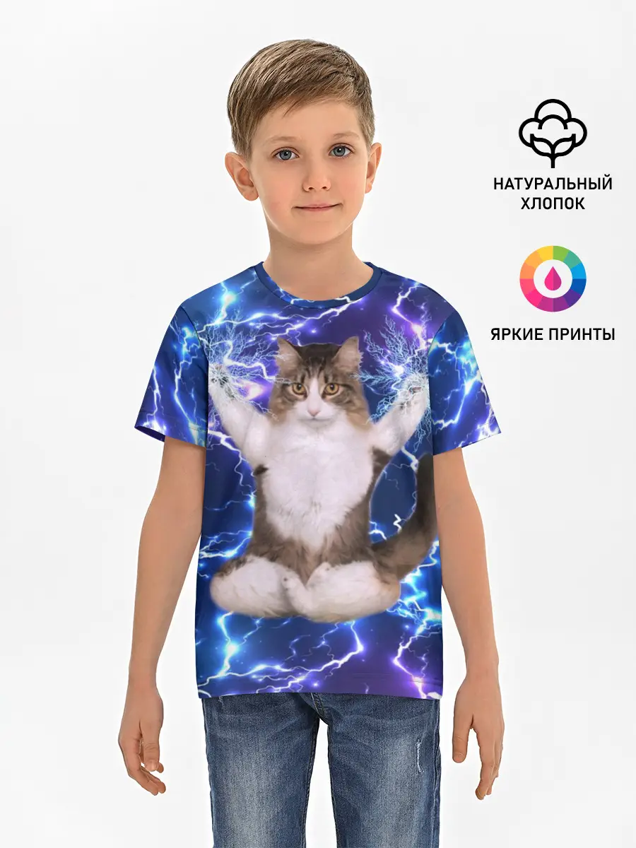 Детская базовая футболка / Грозовой Котик