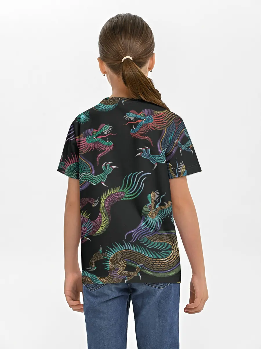 Детская базовая футболка / Цветные драконы