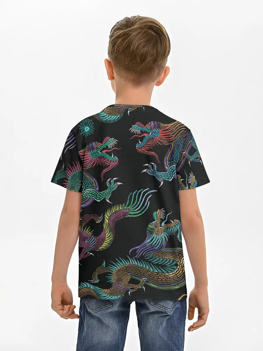 Детская базовая футболка / Цветные драконы