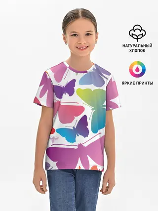 Детская базовая футболка / БАБОЧКИ ПАТТЕРН | BUTTERFLY PATTERN