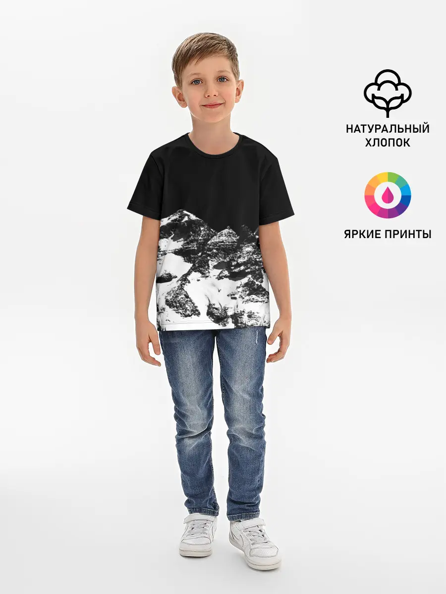 Детская базовая футболка / ГОРЫ Ч/Б