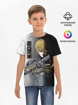 Детская базовая футболка / Металлическое тело Геноса One Punch-Man