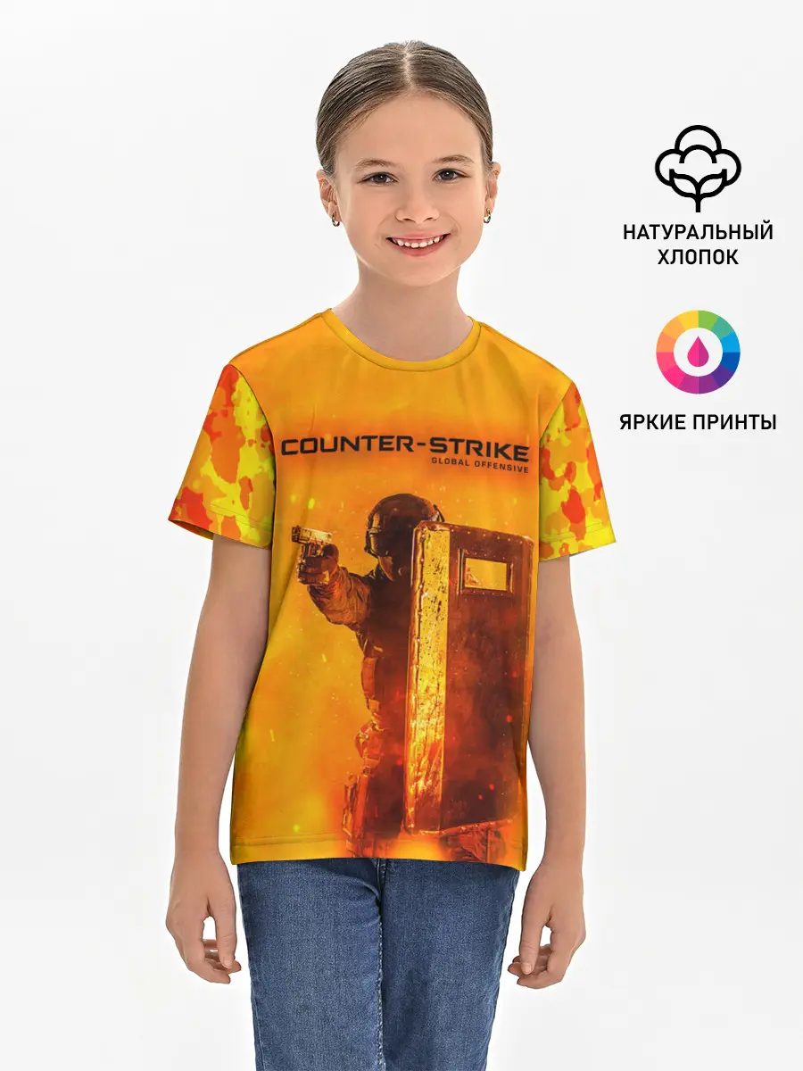 Детская базовая футболка / CS GO FIRE | КС ГО