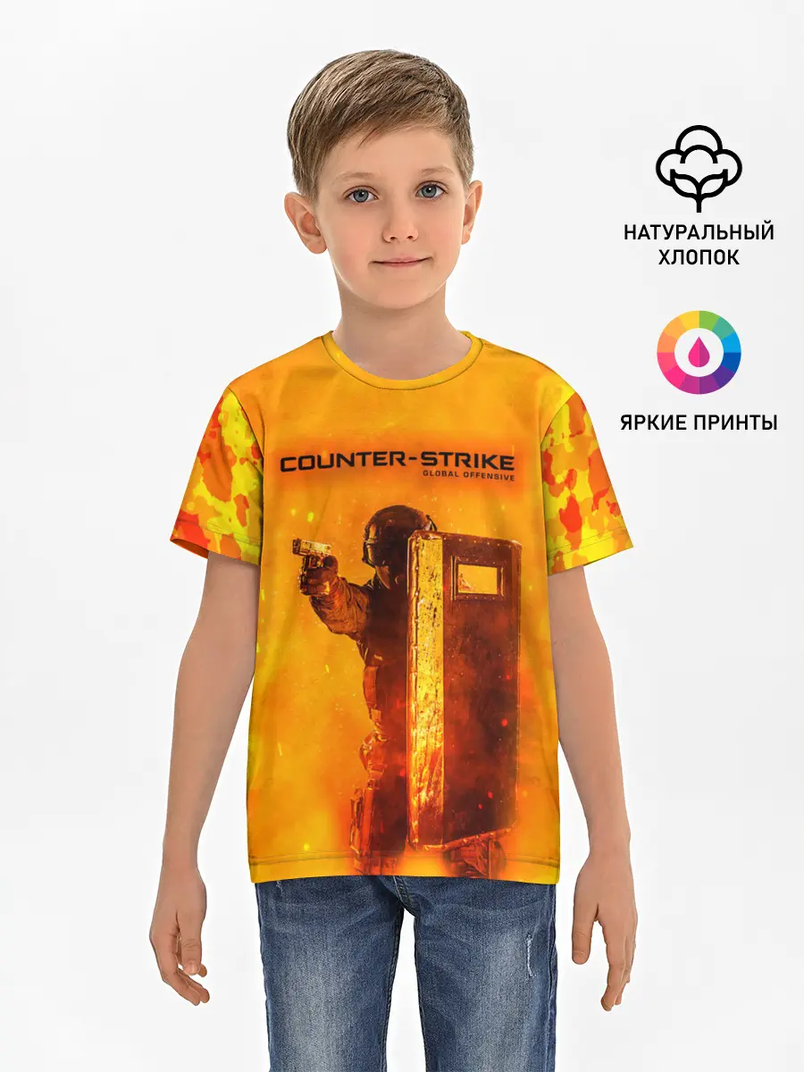 Детская базовая футболка / CS GO FIRE | КС ГО