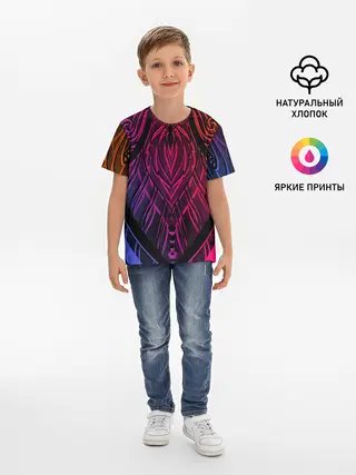 Детская базовая футболка / Фиолетовый узор 3D