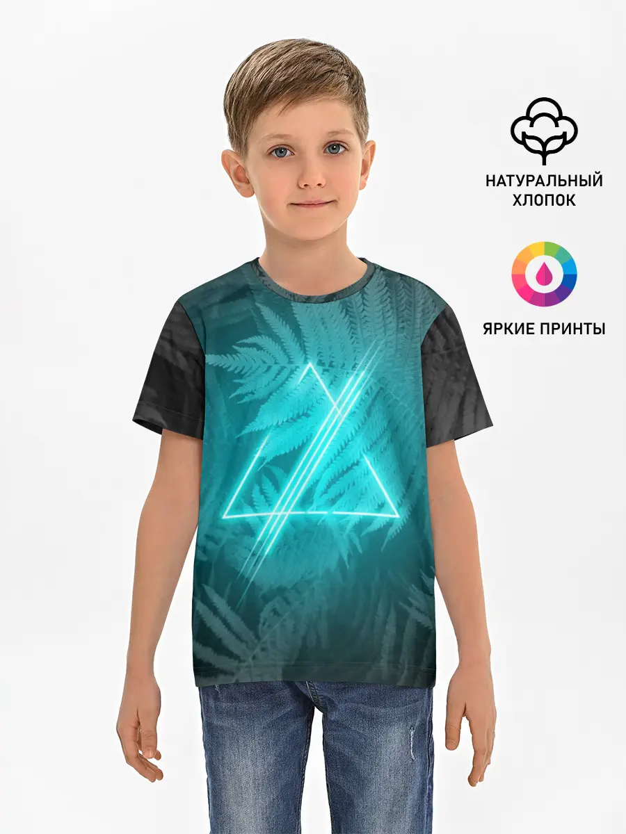 Детская базовая футболка / Neon light blue