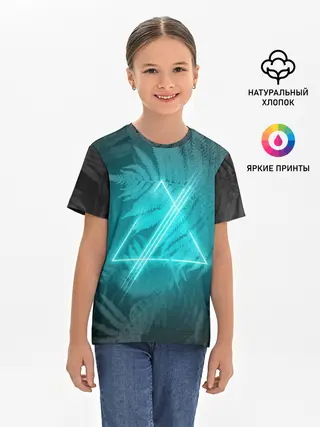 Детская базовая футболка / Neon light blue
