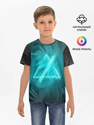 Детская базовая футболка / Neon light blue