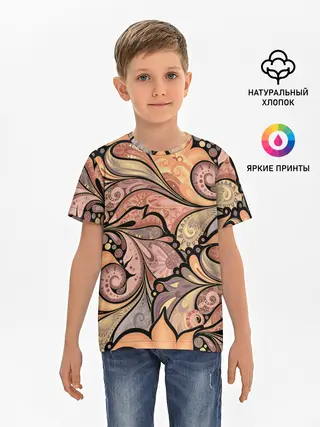 Детская базовая футболка / дудл узоры