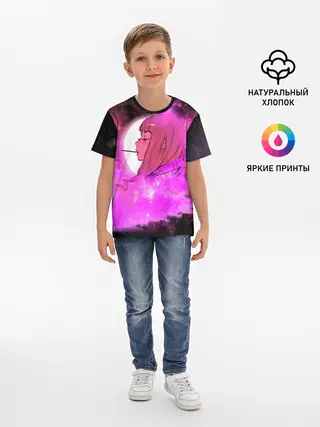 Детская базовая футболка / Аниме Девушка | Розовый Космос