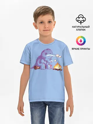 Детская базовая футболка / Трицератопс у Костра