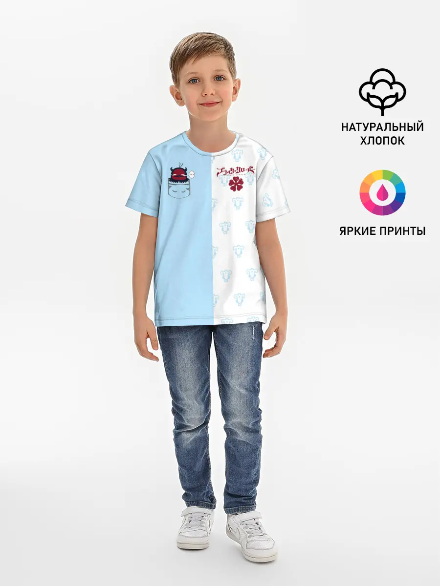 Детская базовая футболка / Чёрный клевер Неро в кармашке